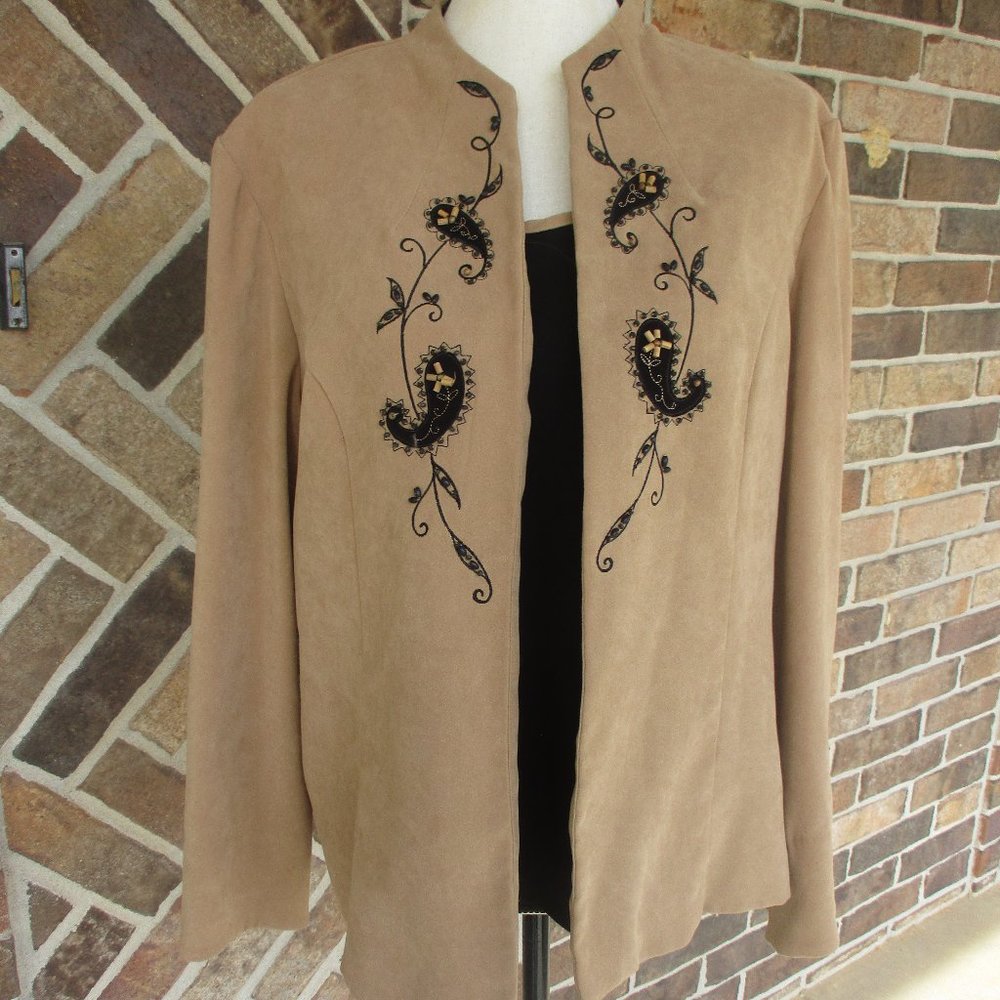 Studio One Tan Embroidered Blazer